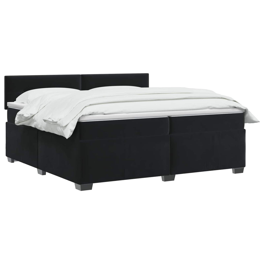 vidaXL Łóżko Box Spring z materacem i LED Czarny 200 x 200 cm Welur