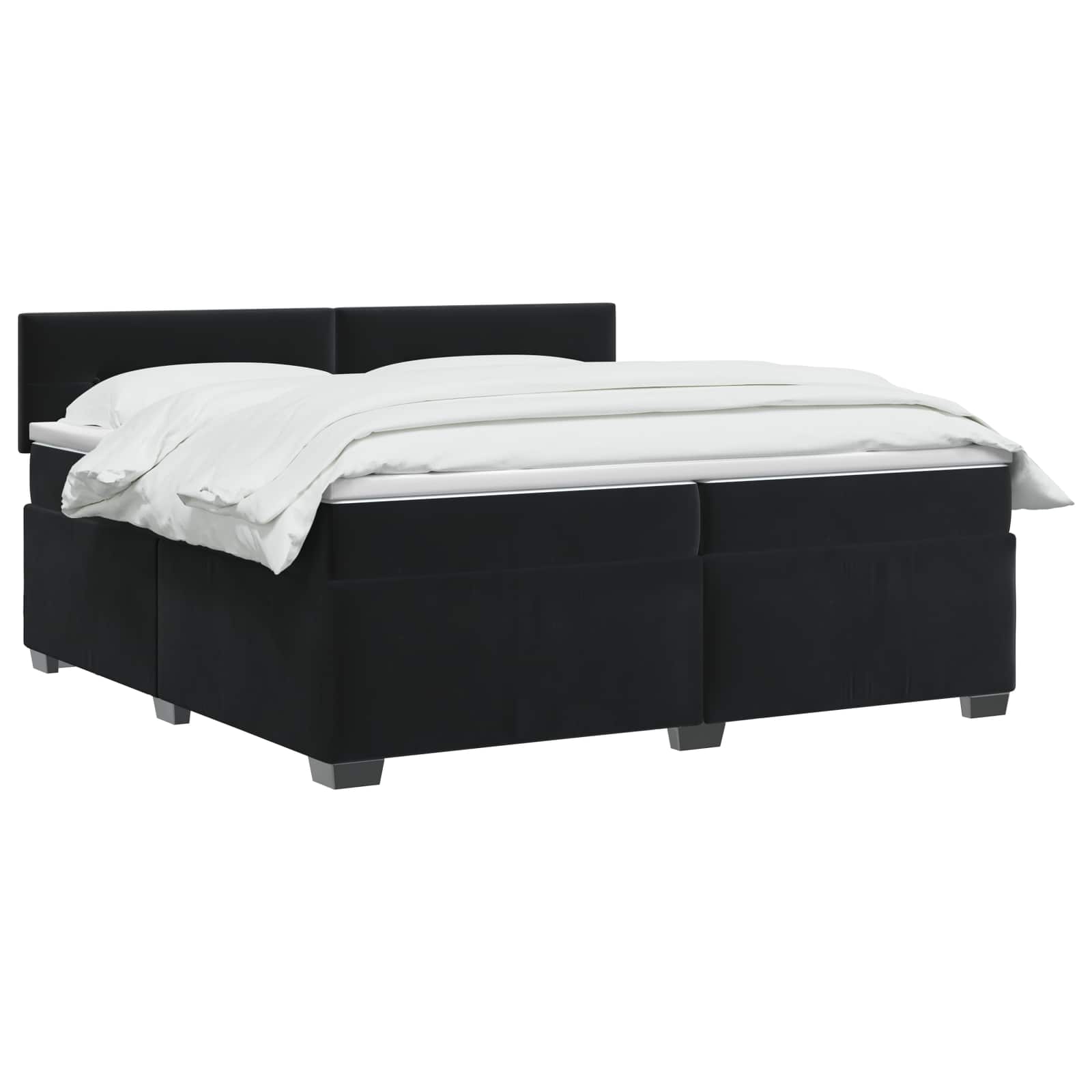 vidaXL Łóżko Box Spring z materacem i LED Czarny 200 x 200 cm Welur