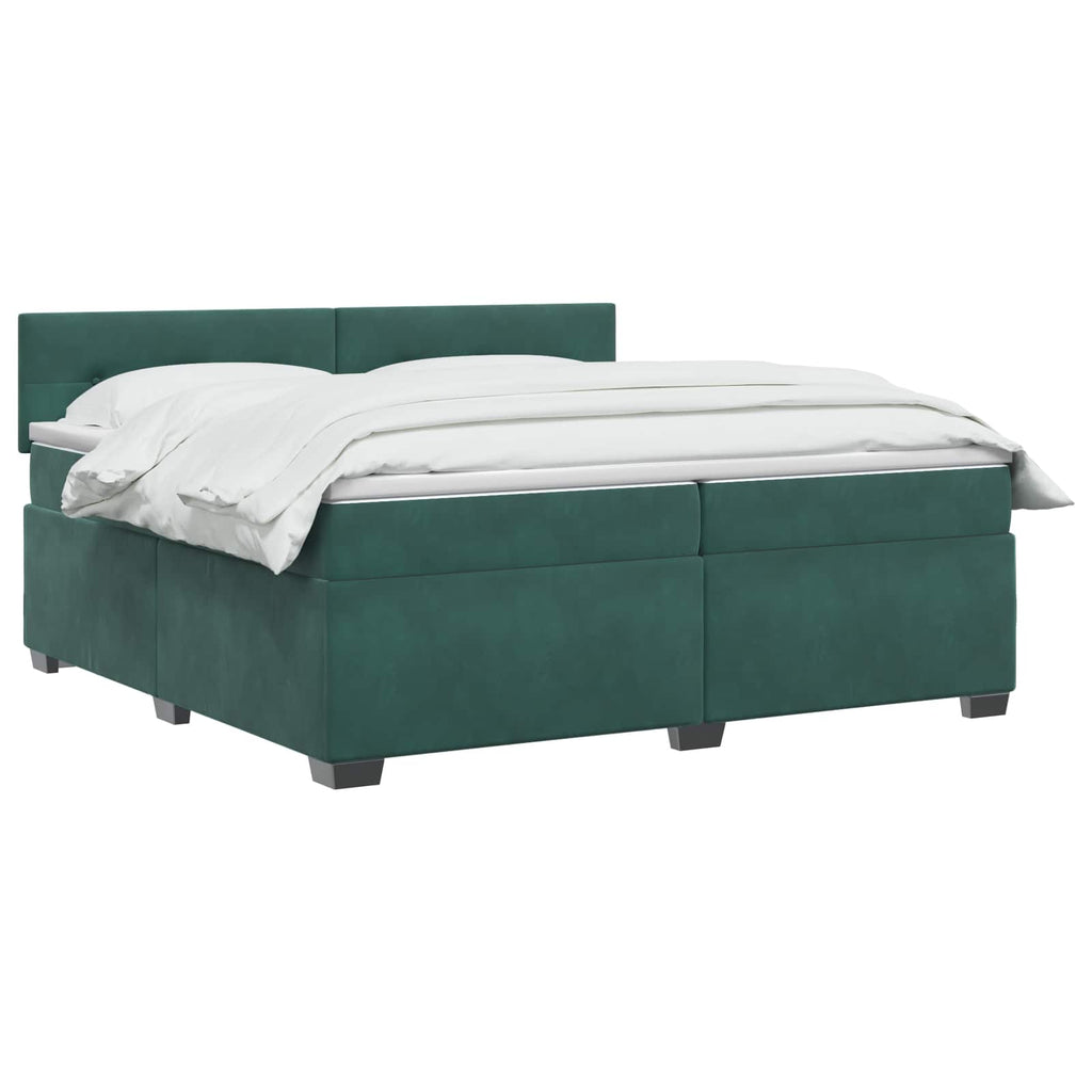 vidaXL Łóżko Box Spring z materacem i LED Ciemnozielony 200 x 200 cm