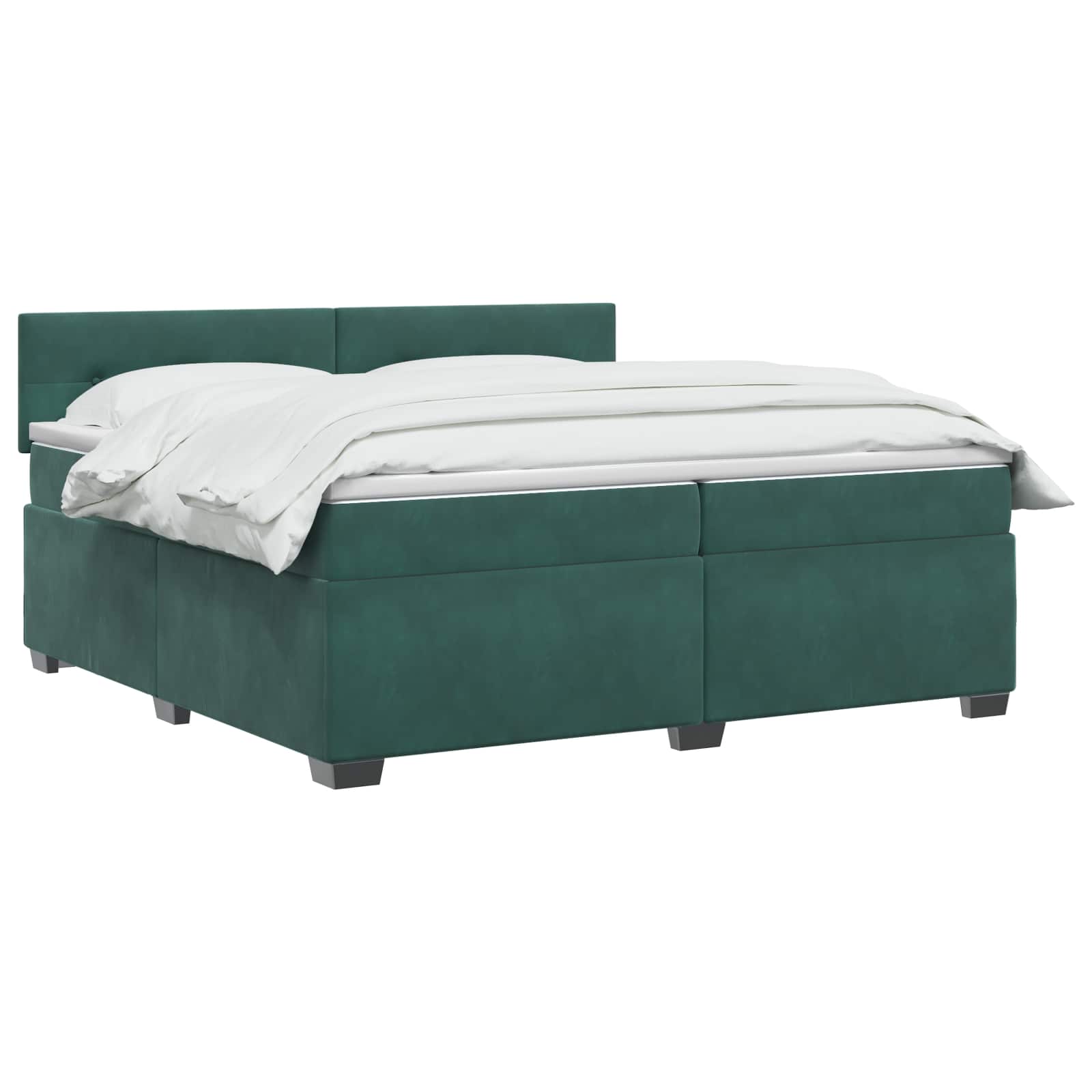 vidaXL Łóżko Box Spring z materacem i LED Ciemnozielony 200 x 200 cm