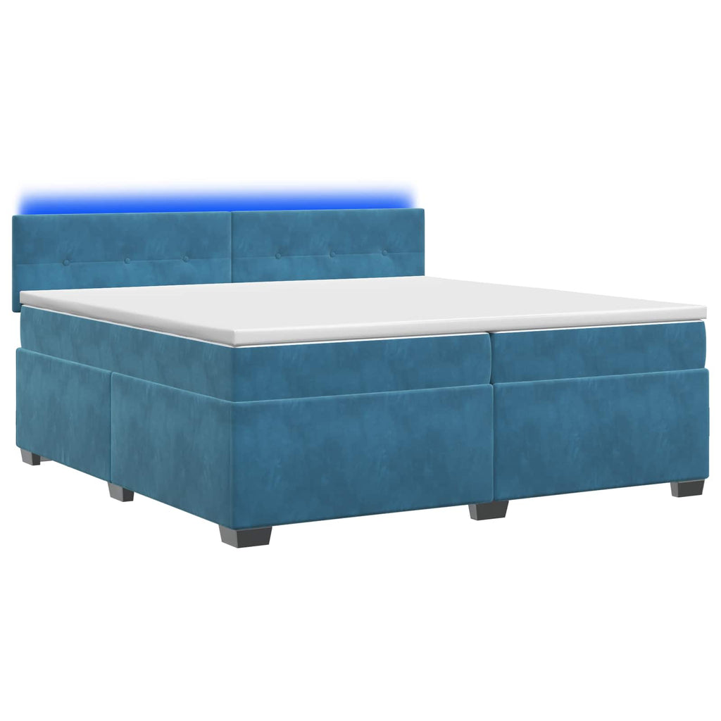 vidaXL Łóżko Box Spring z materacem i LED niebieski 200 x 200 cm Welur