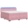 vidaXL Łóżko Box Spring z materacem i LED różowy 200 x 200 cm Welur