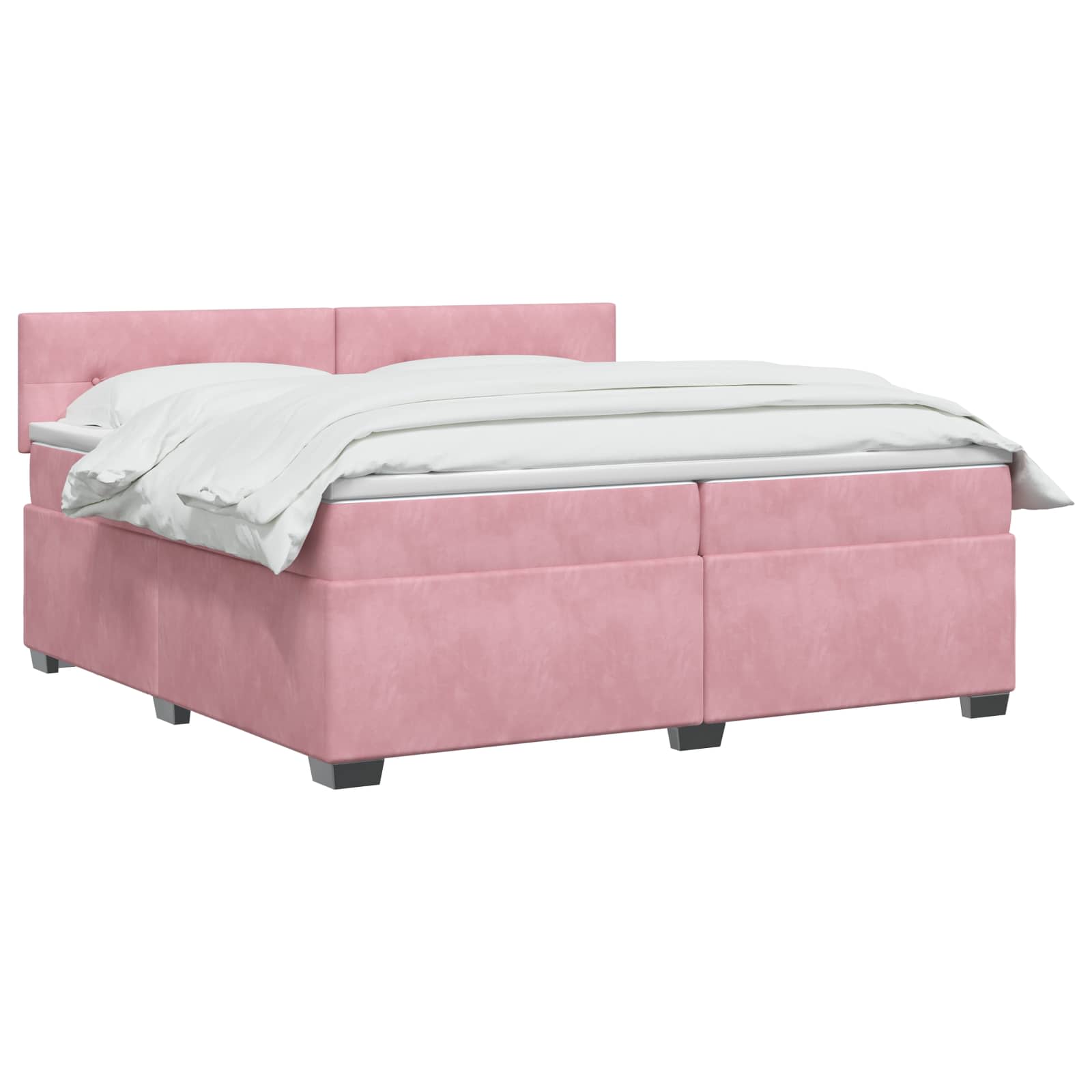 vidaXL Łóżko Box Spring z materacem i LED różowy 200 x 200 cm Welur