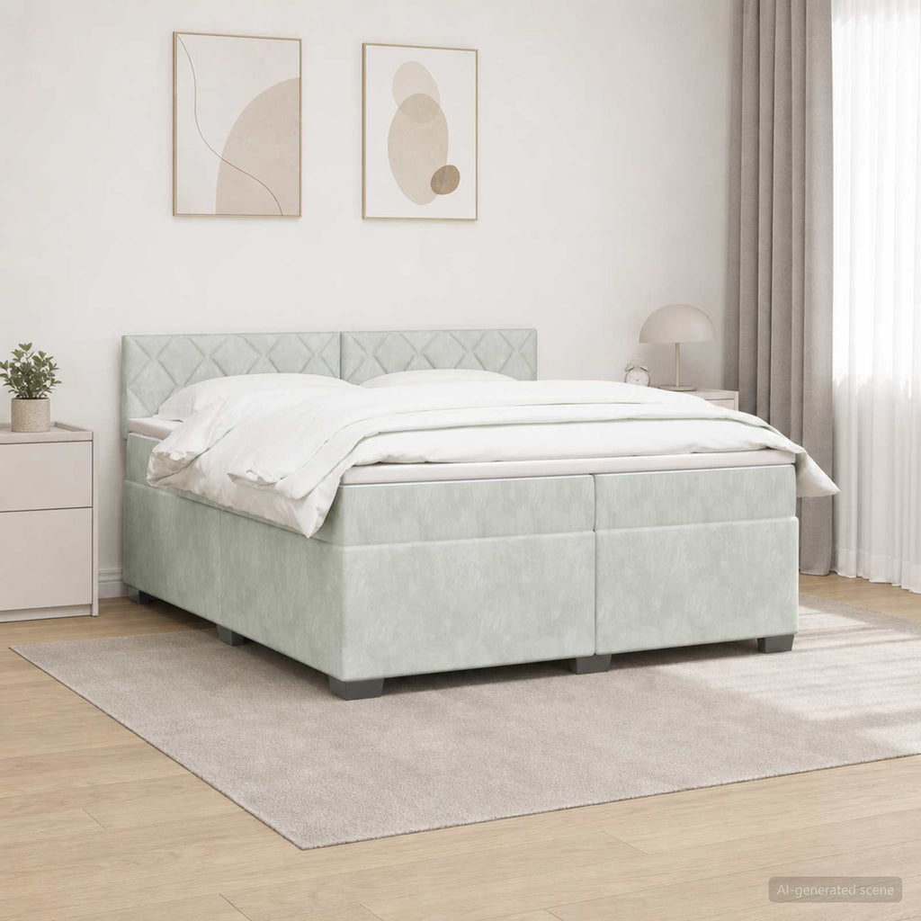 vidaXL Łóżko Box Spring z materacem i LED jasnoszary 200 x 200 cm