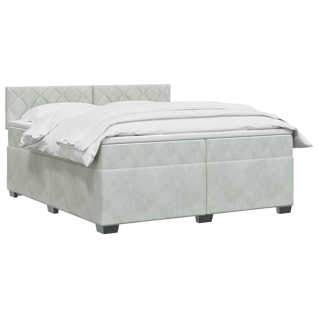 vidaXL Łóżko Box Spring z materacem i LED jasnoszary 200 x 200 cm