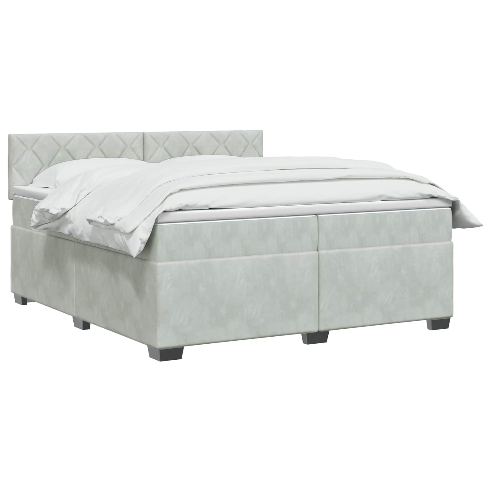 vidaXL Łóżko Box Spring z materacem i LED jasnoszary 200 x 200 cm