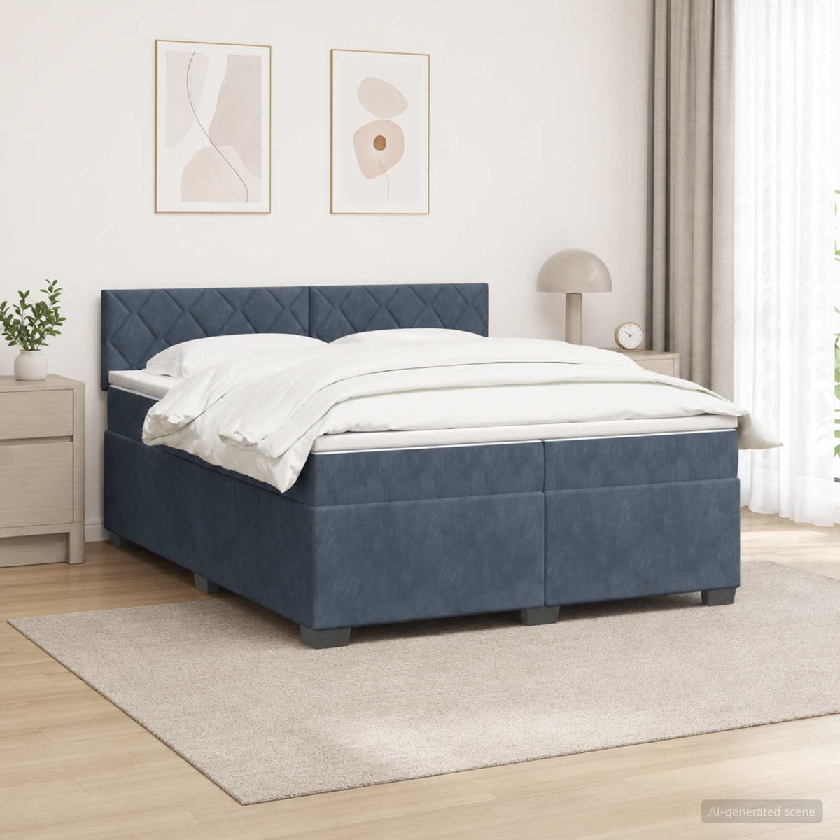 vidaXL Łóżko Box Spring z materacem i LED ciemnoszary 200 x 200 cm