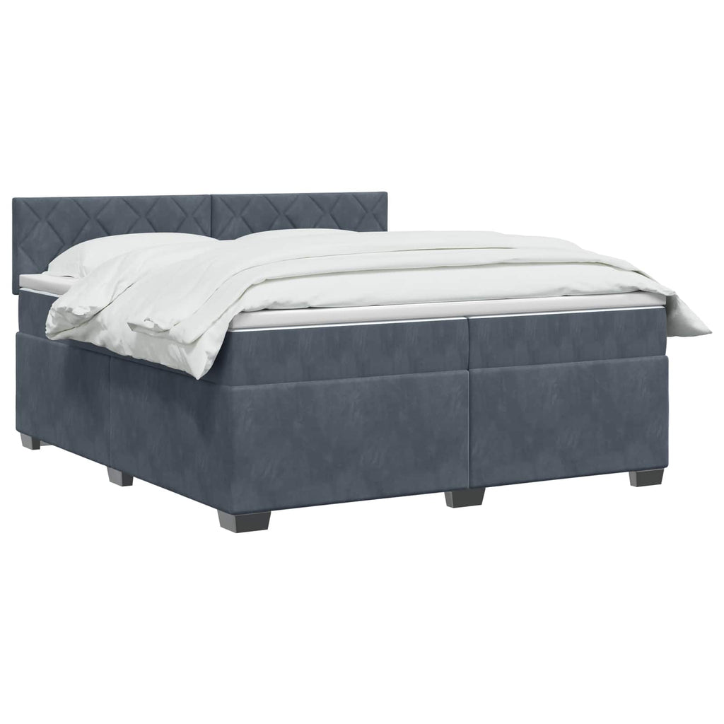 vidaXL Łóżko Box Spring z materacem i LED ciemnoszary 200 x 200 cm