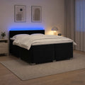 vidaXL Łóżko Box Spring z materacem i LED Czarny 200 x 200 cm Welur