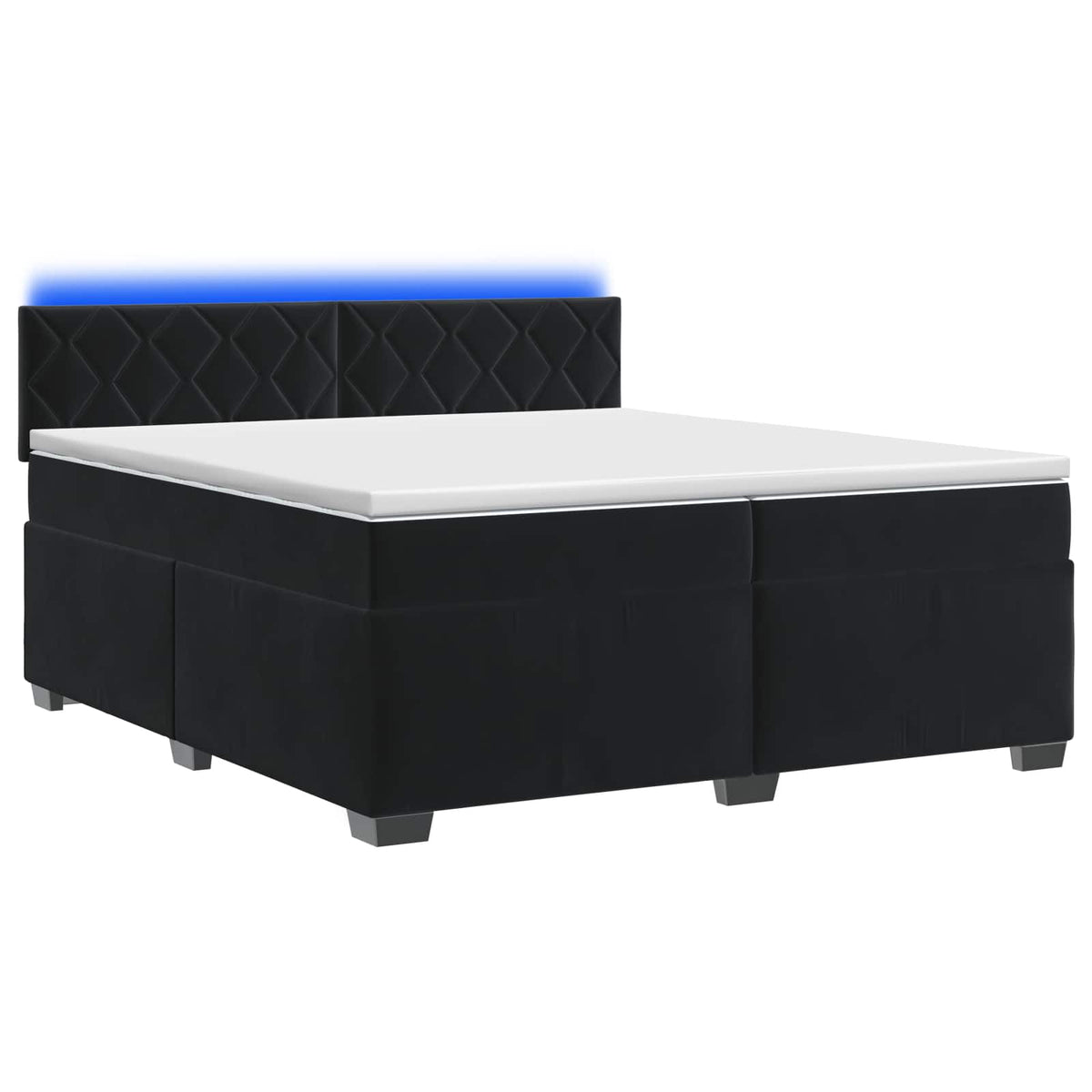 vidaXL Łóżko Box Spring z materacem i LED Czarny 200 x 200 cm Welur