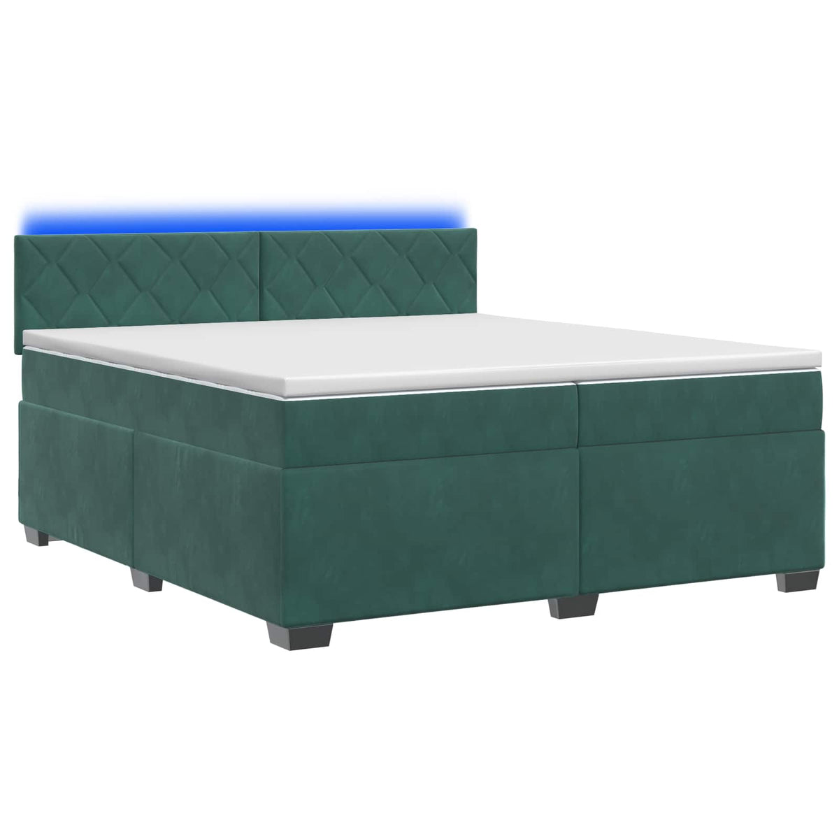 vidaXL Łóżko Box Spring z materacem i LED Ciemnozielony 200 x 200 cm