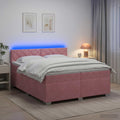 vidaXL Łóżko Box Spring z materacem i LED różowy 200 x 200 cm Welur