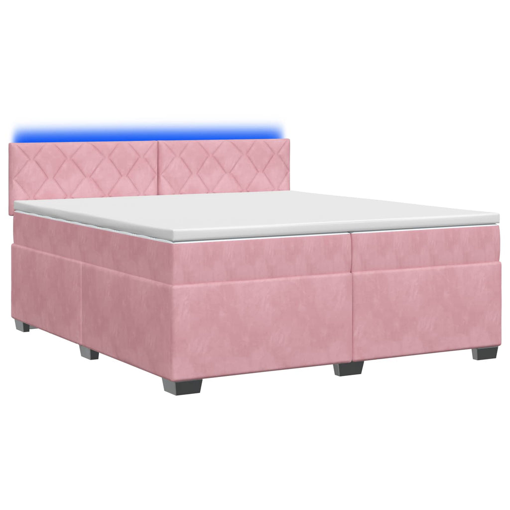 vidaXL Łóżko Box Spring z materacem i LED różowy 200 x 200 cm Welur