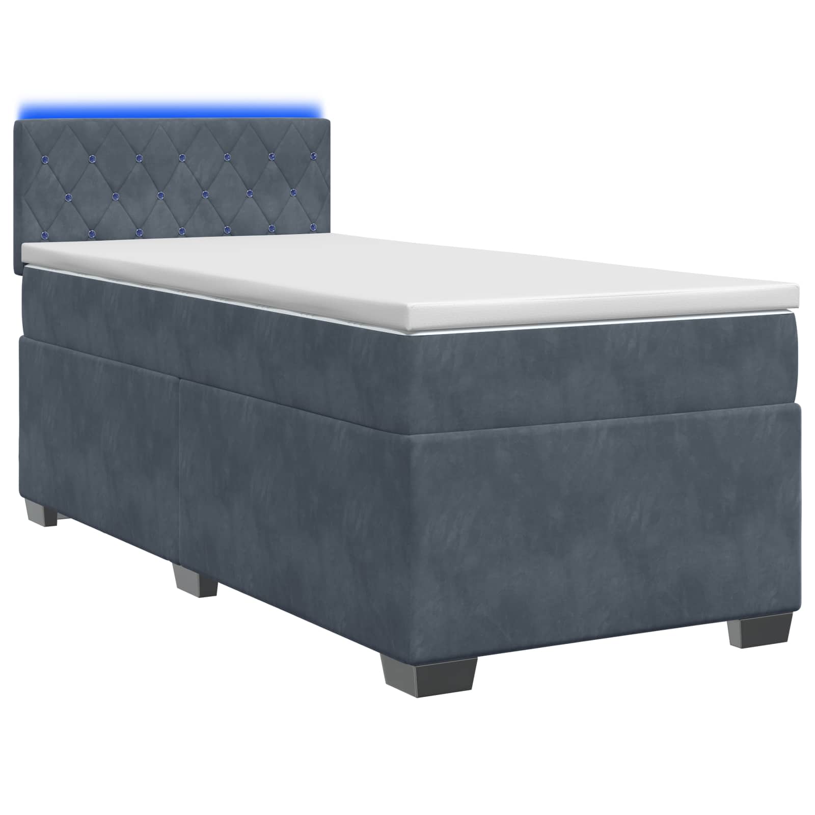 vidaXL Łóżko Box Spring z materacem i LED ciemnoszary Pojedynczy Welur