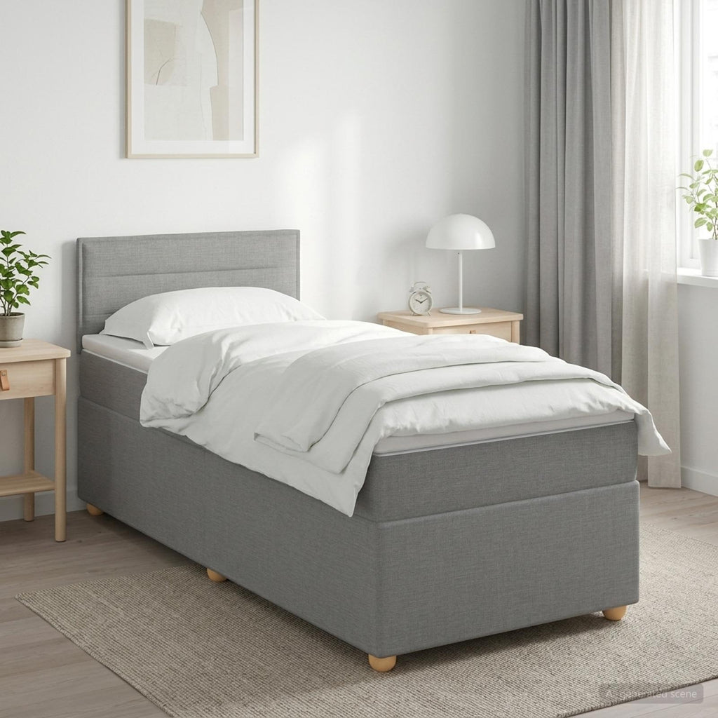 vidaXL Łóżko Box Spring z materacem i LED jasnoszary 90 x 190 cm