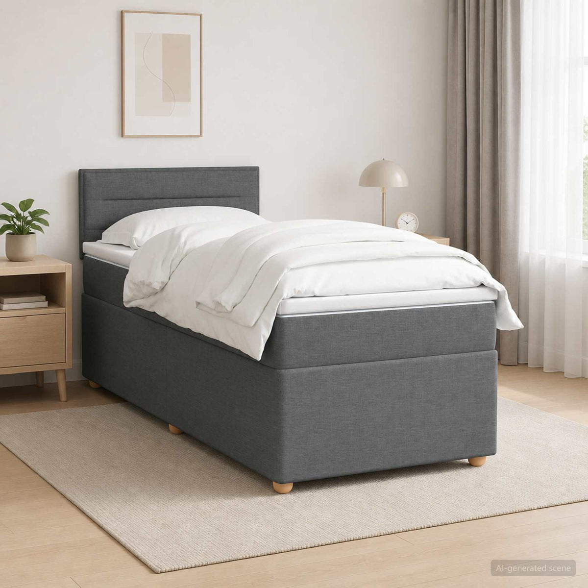 vidaXL Łóżko Box Spring z materacem i LED ciemnoszary 90 x 190 cm