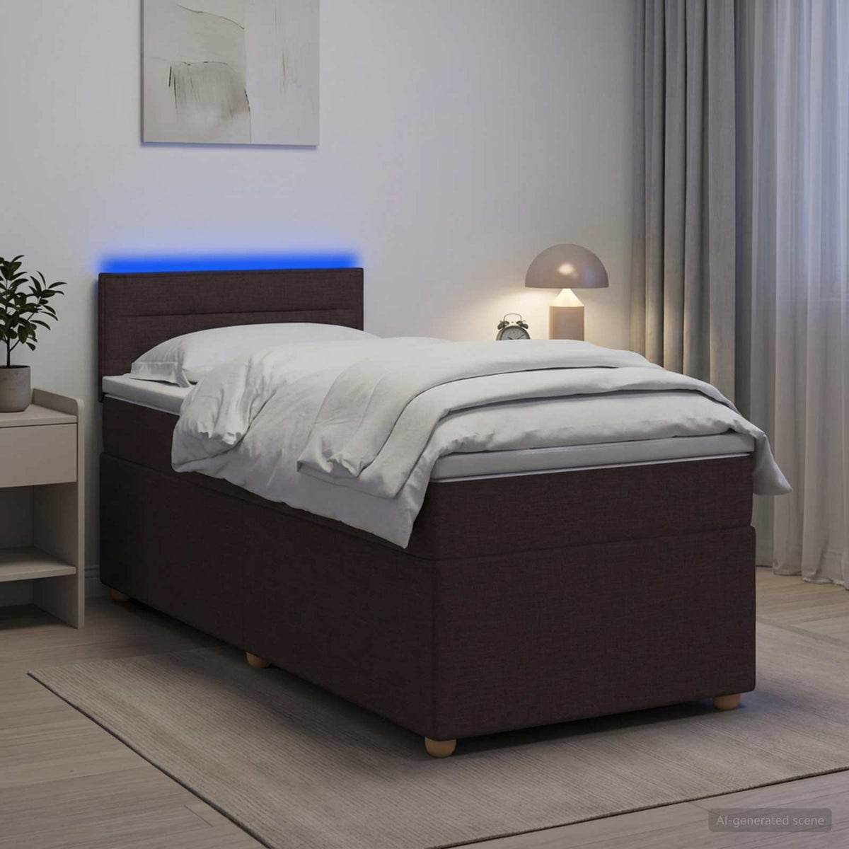 vidaXL Łóżko kontynentalne z materacem Ciemny brąz 100 x 200 cm