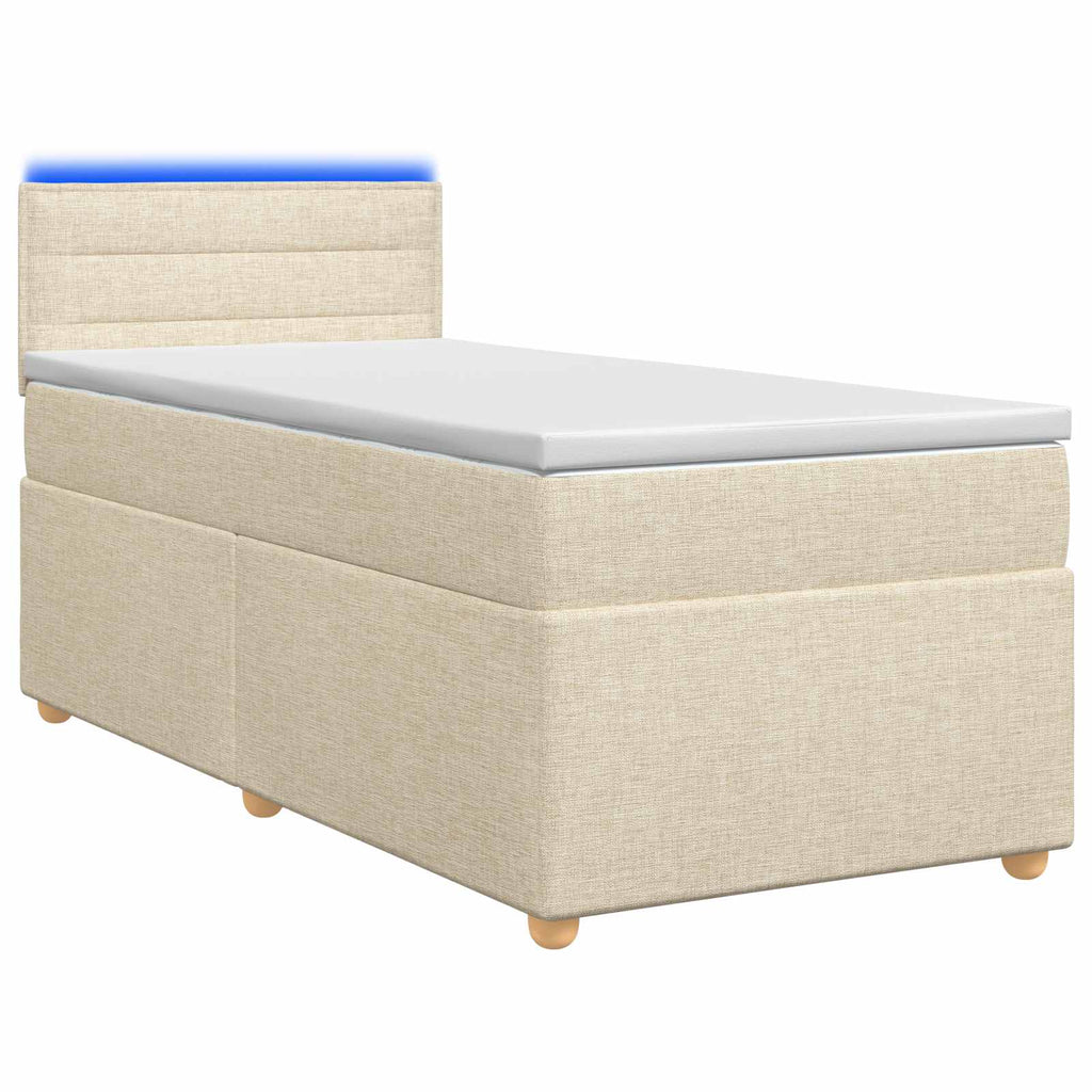 vidaXL Łóżko kontynentalne z materacem kremowy 80 x 200 cm tkanina
