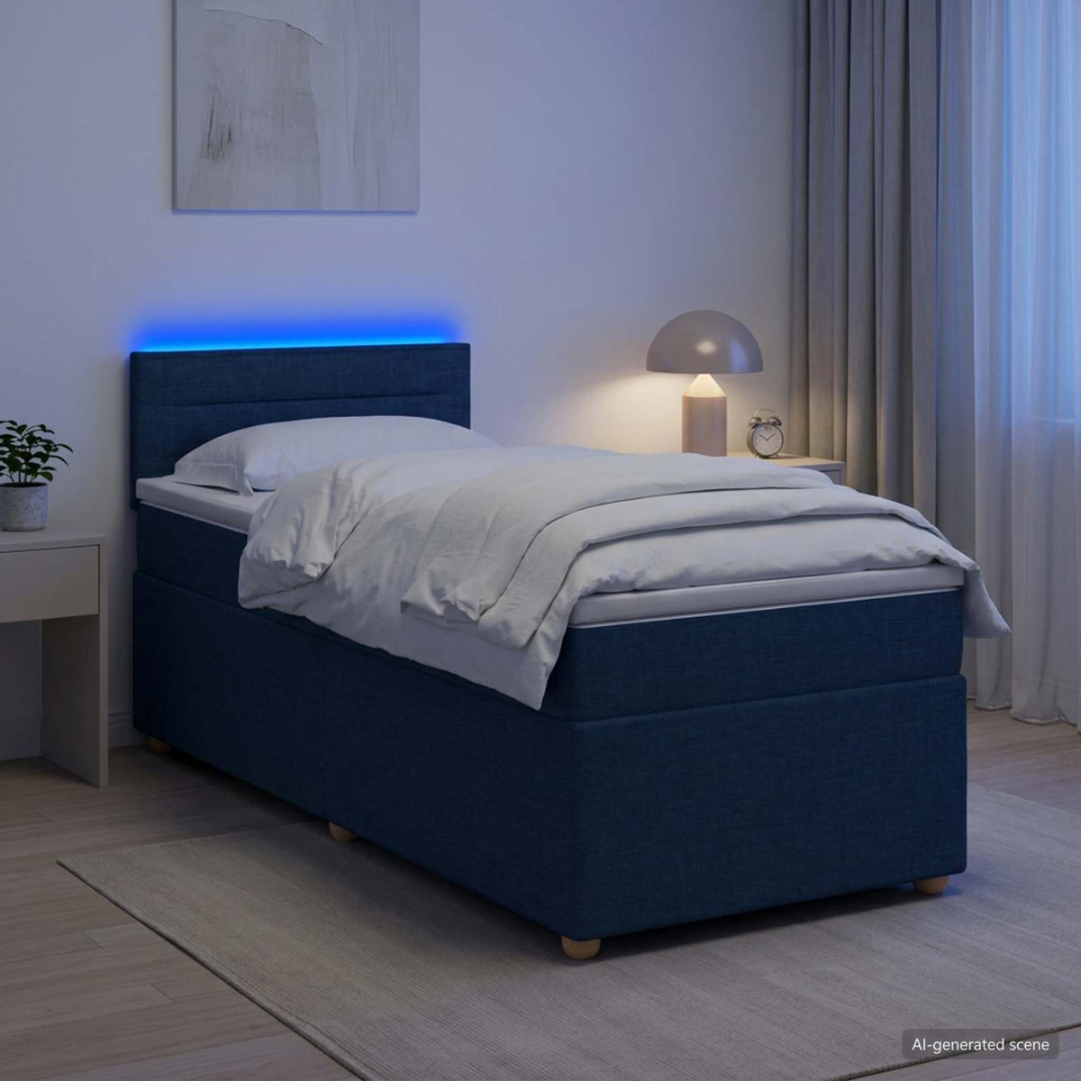 vidaXL Łóżko kontynentalne z materacem niebieski 90 x 190 cm tkanina