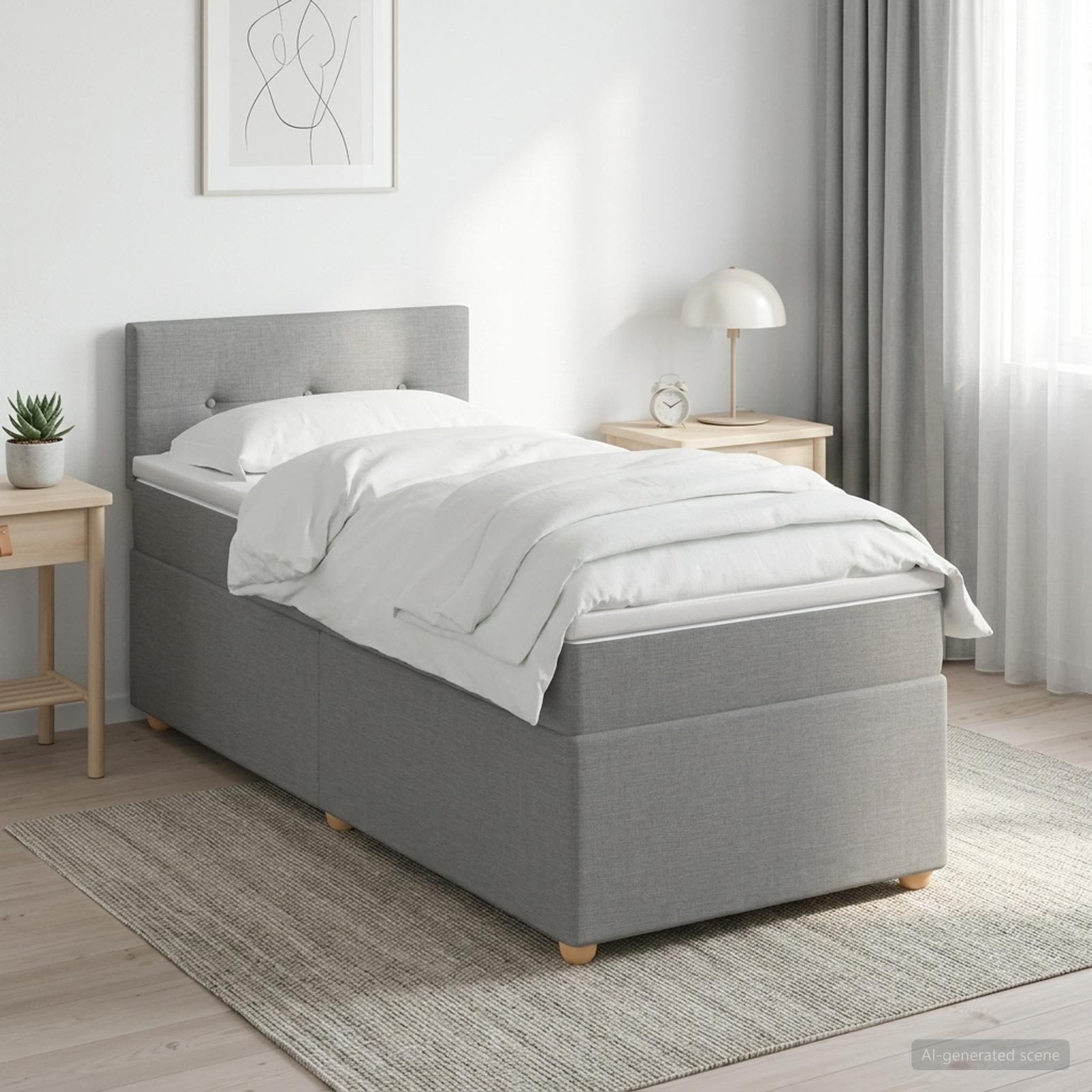vidaXL Łóżko kontynentalne z materacem jasnoszary 80 x 200 cm tkanina
