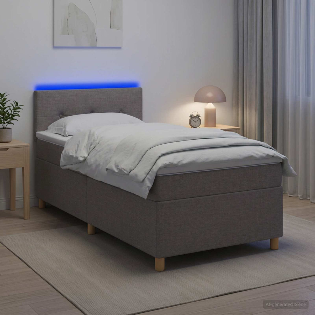 vidaXL Łóżko kontynentalne z materacem Ciemnoszary 100 x 200 cm