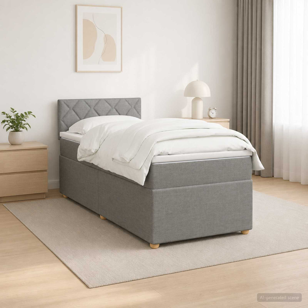 vidaXL Łóżko kontynentalne z materacem jasnoszary 90 x 200 cm tkanina