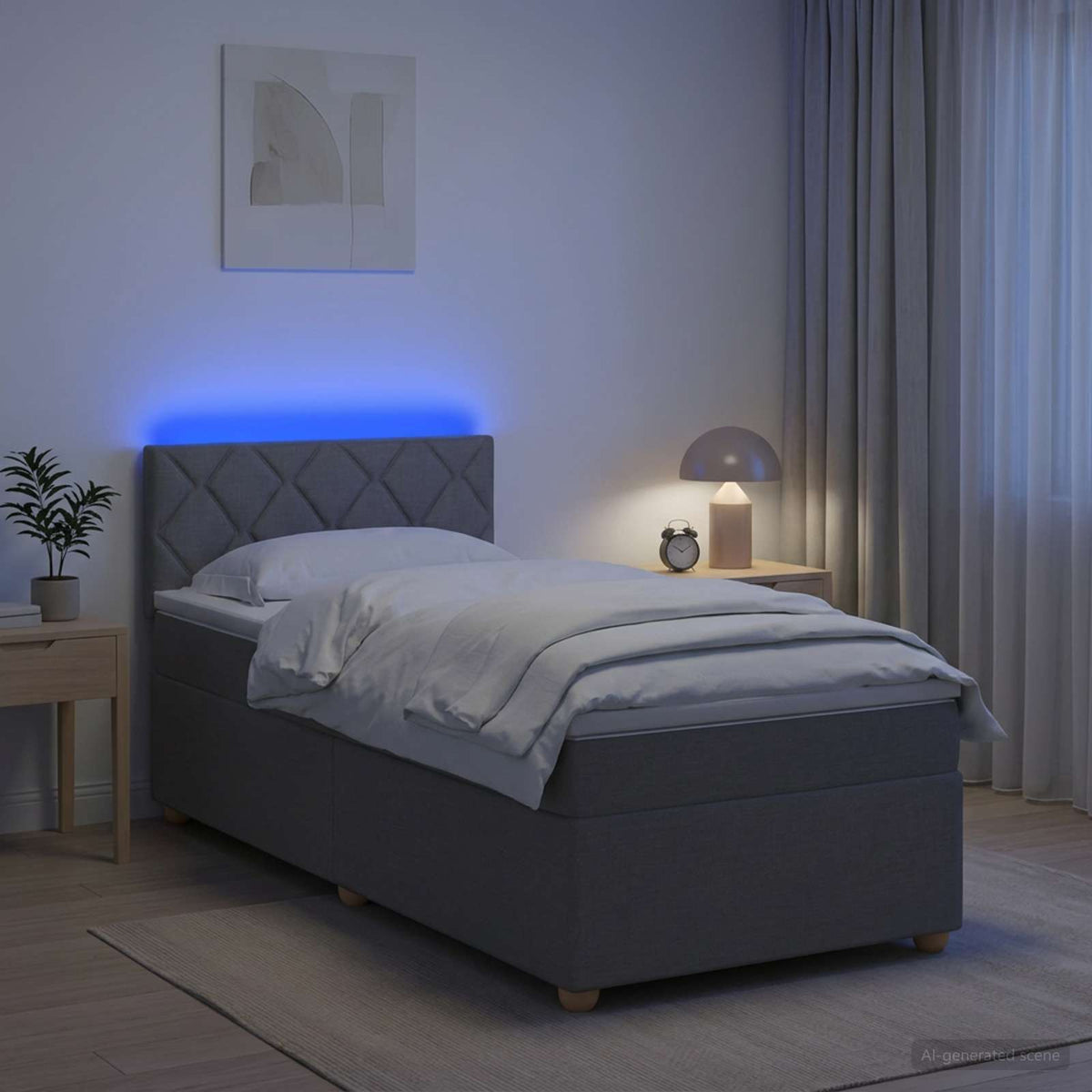 vidaXL Łóżko kontynentalne z materacem jasnoszary 90 x 200 cm tkanina