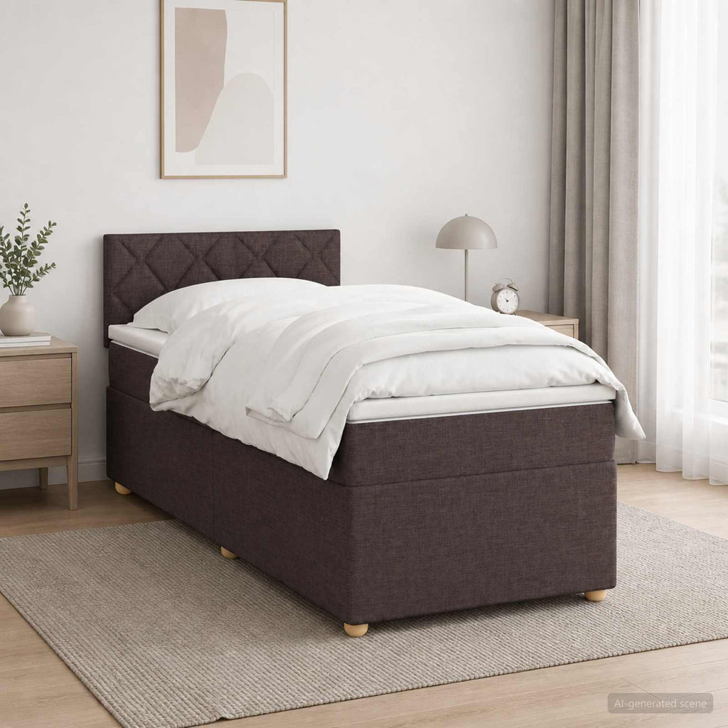 vidaXL Łóżko kontynentalne z materacem Ciemny brąz 80 x 200 cm tkanina