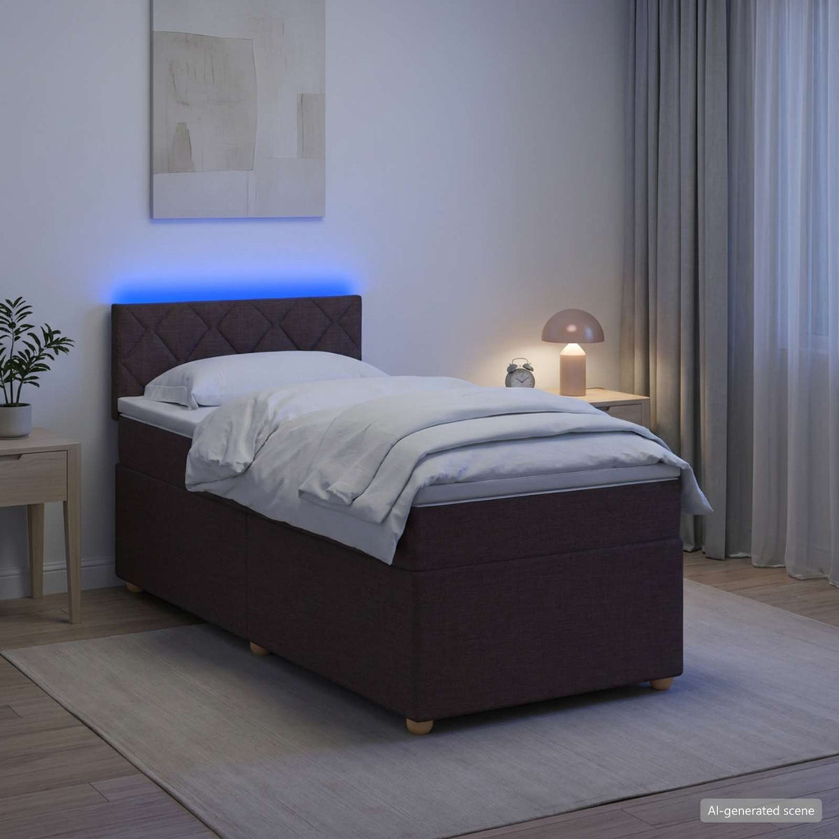 vidaXL Łóżko kontynentalne z materacem Ciemny brąz 80 x 200 cm tkanina