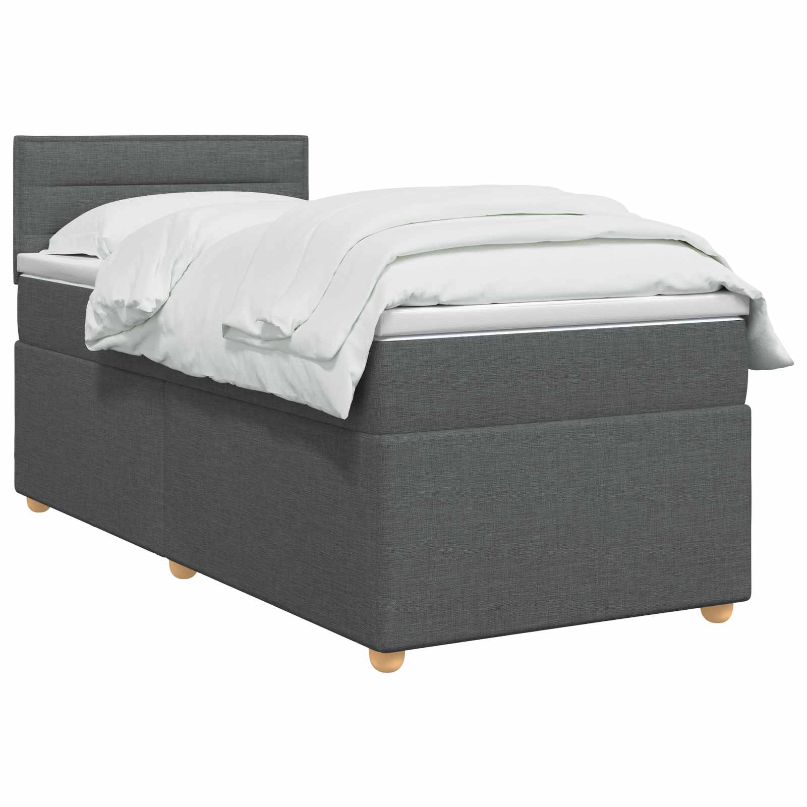 vidaXL Łóżko kontynentalne z materacem ciemnoszary 90 x 200 cm tkanina