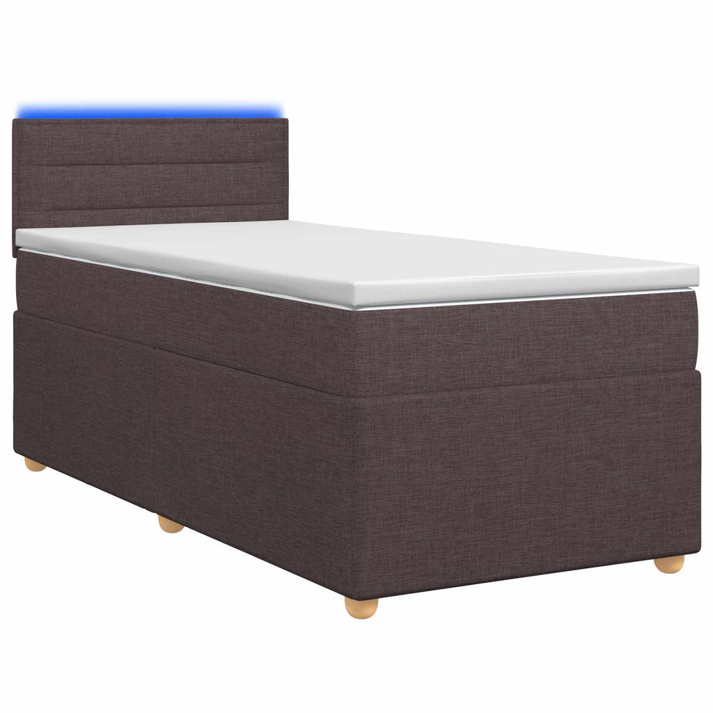 vidaXL Łóżko kontynentalne z materacem Ciemny brąz 90 x 200 cm tkanina