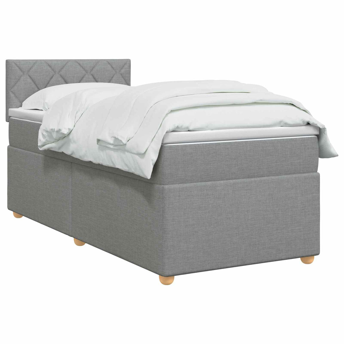 vidaXL Łóżko kontynentalne z materacem jasnoszary 90 x 200 cm tkanina