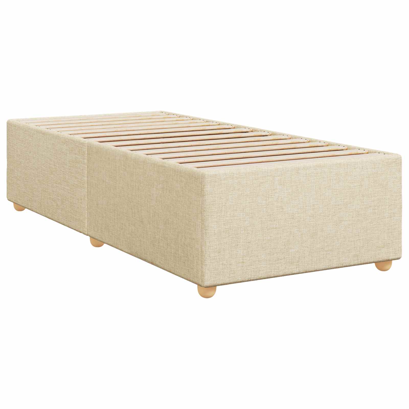 vidaXL Łóżko kontynentalne z materacem kremowy 100 x 200 cm tkanina