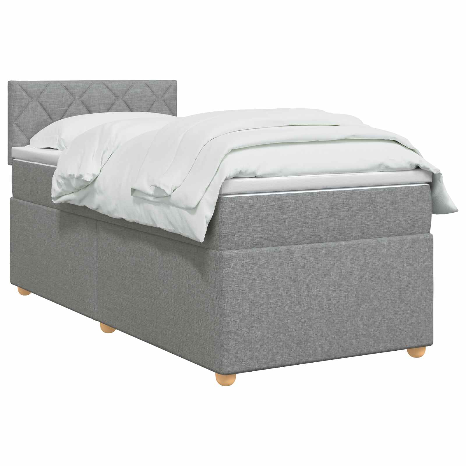 vidaXL Łóżko kontynentalne z materacem jasnoszary 100 x 200 cm tkanina