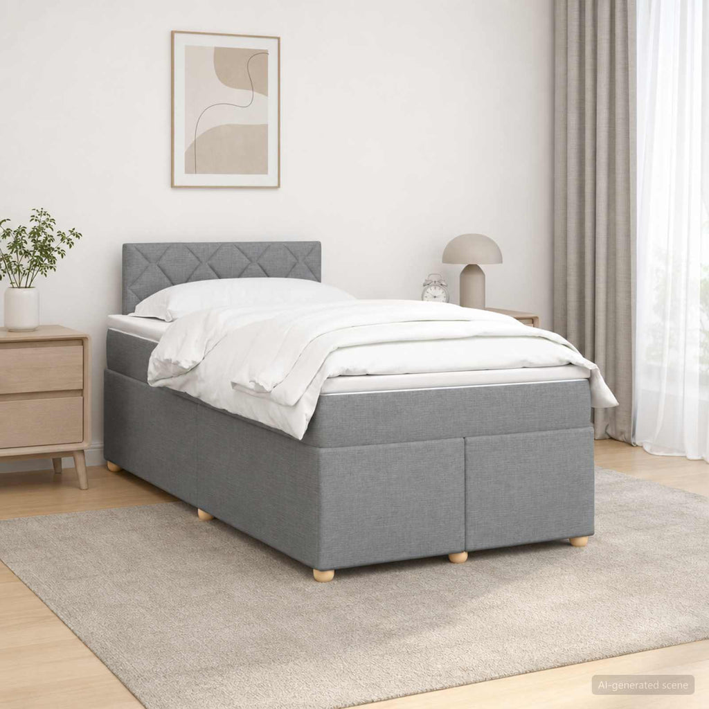 vidaXL Łóżko kontynentalne z materacem jasnoszary 120 x 190 cm tkanina