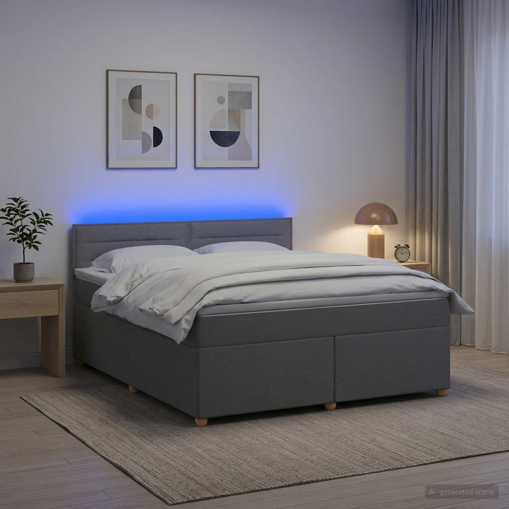 vidaXL Łóżko kontynentalne z materacem jasnoszary 180 x 200 cm tkanina