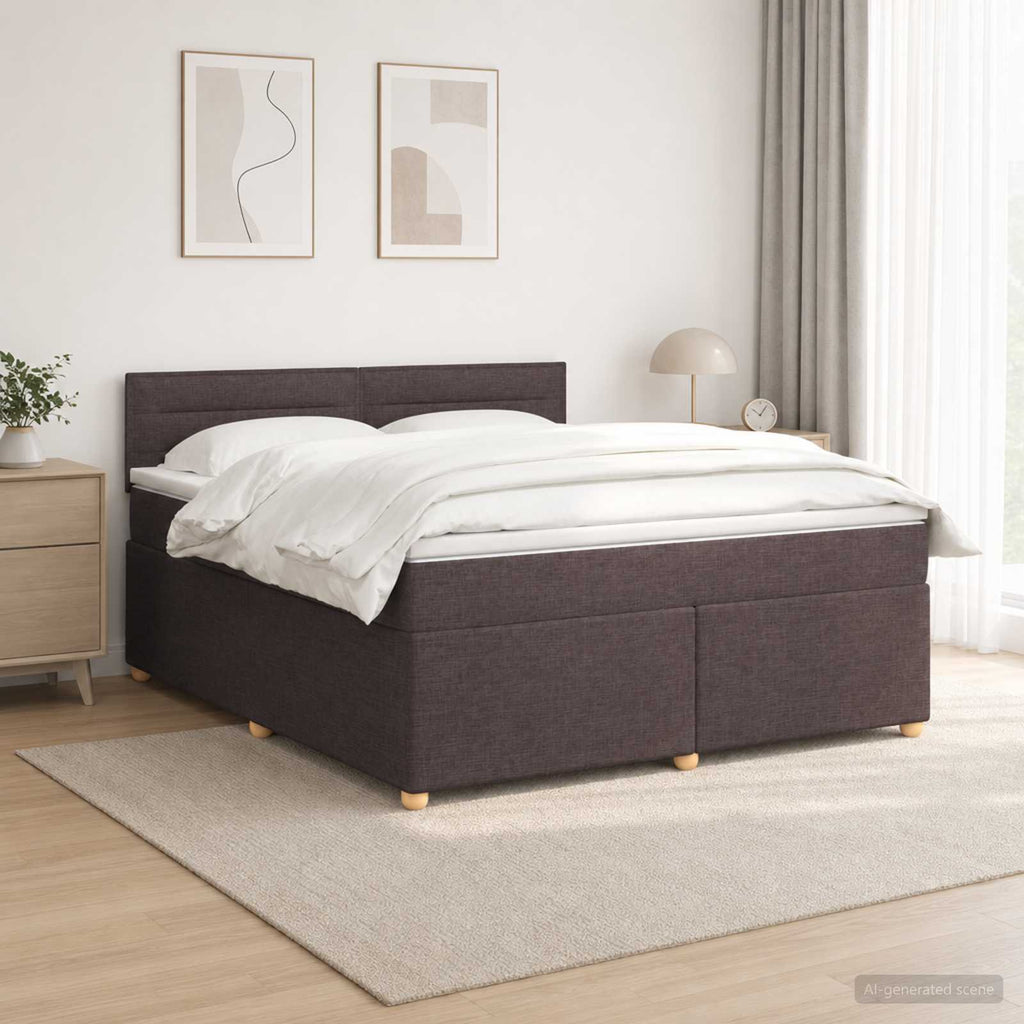 vidaXL Łóżko kontynentalne z materacem Ciemny brąz 140 x 190 cm