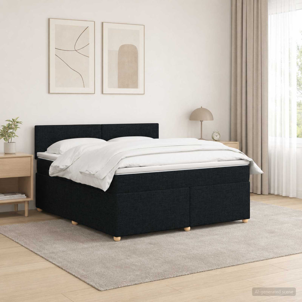 vidaXL Łóżko kontynentalne z materacem Czarny 140 x 190 cm tkanina