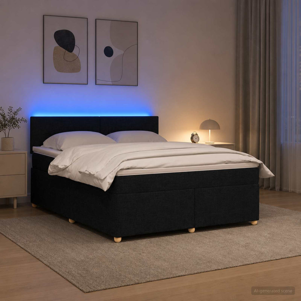 vidaXL Łóżko kontynentalne z materacem Czarny 140 x 190 cm tkanina
