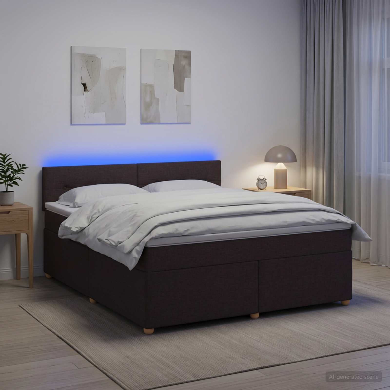 vidaXL Łóżko kontynentalne z materacem Ciemny brąz 180 x 200 cm