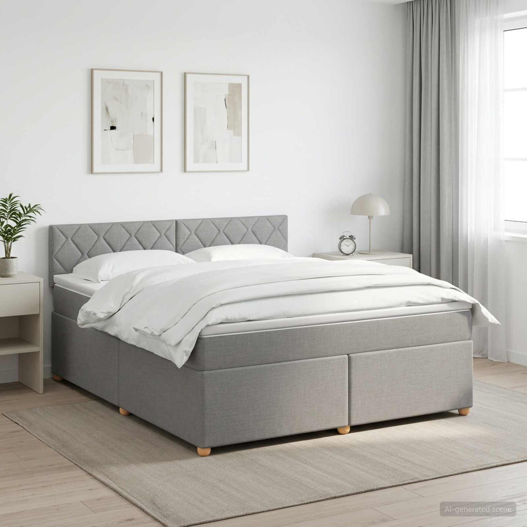 vidaXL Łóżko kontynentalne z materacem jasnoszary 160 x 200 cm tkanina