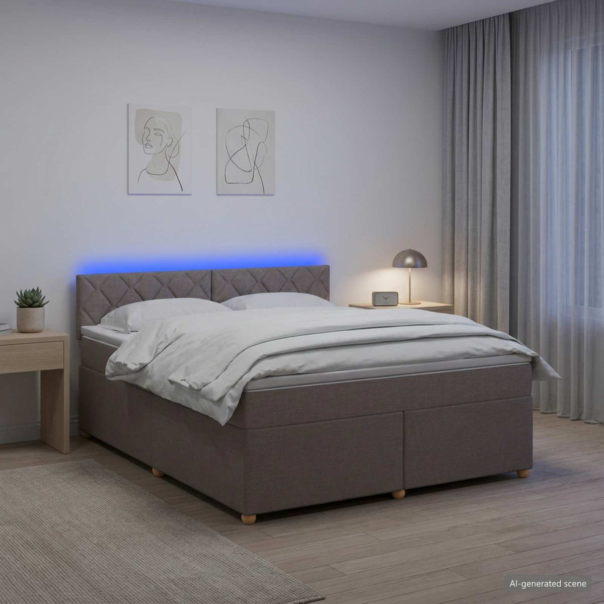 vidaXL Łóżko kontynentalne z materacem Ciemnoszary 180 x 200 cm