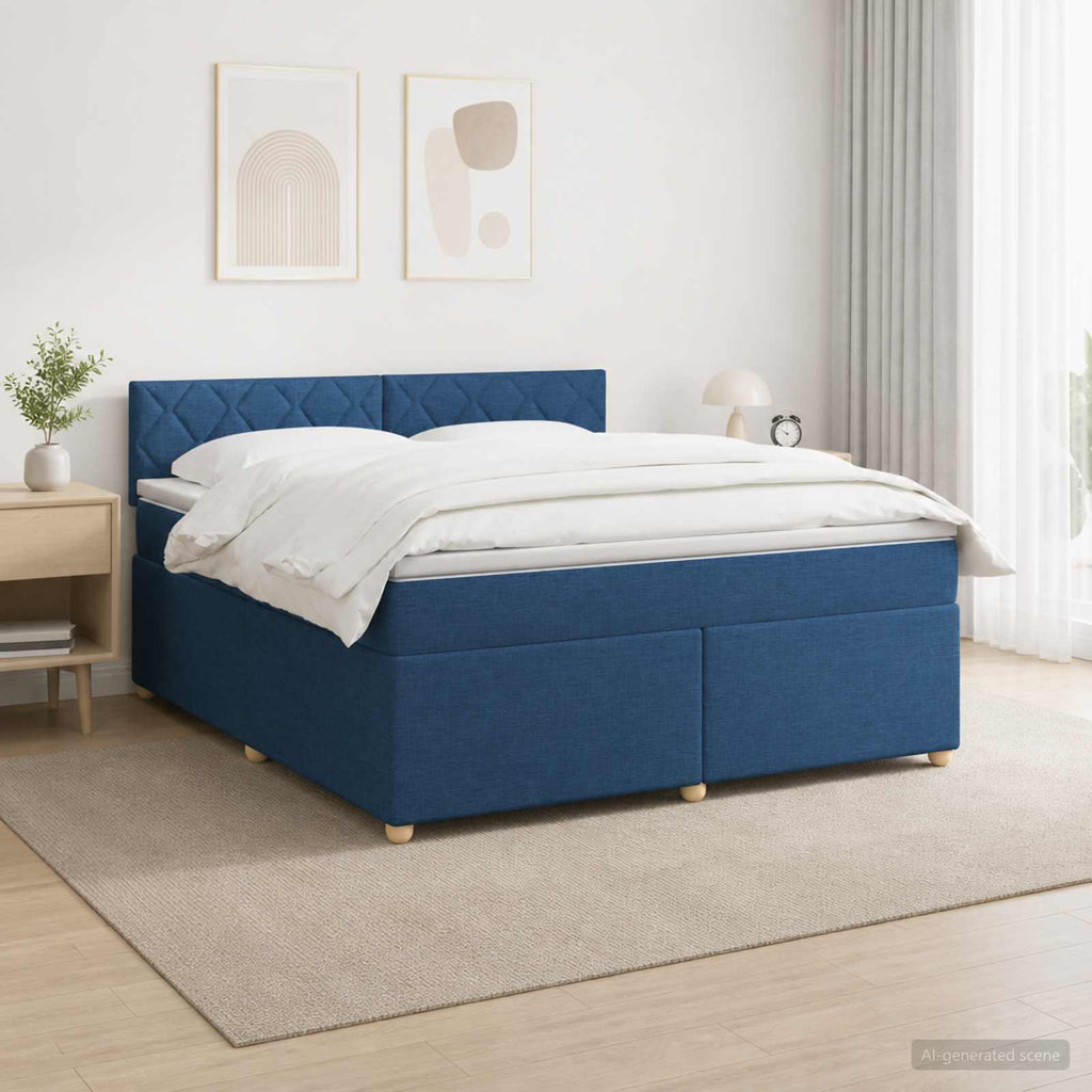 vidaXL Łóżko kontynentalne z materacem niebieski 140 x 190 cm tkanina