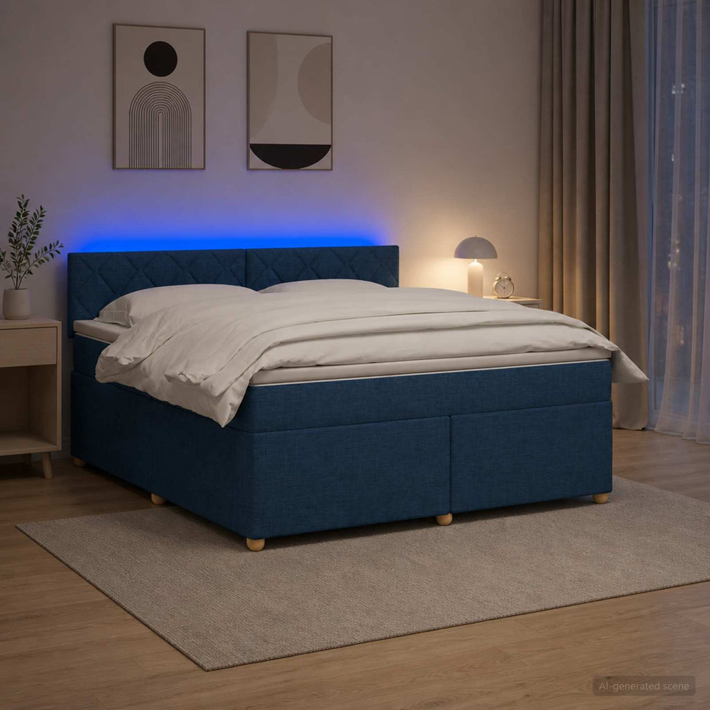vidaXL Łóżko kontynentalne z materacem niebieski 140 x 190 cm tkanina