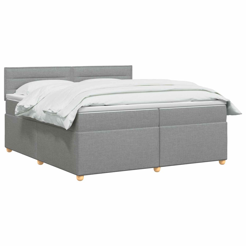 vidaXL Łóżko kontynentalne z materacem jasnoszary 200 x 200 cm tkanina