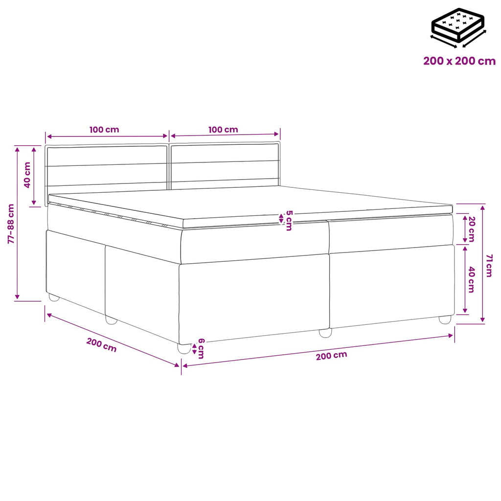 vidaXL Łóżko kontynentalne z materacem ciemnoszary 200 x 200 cm