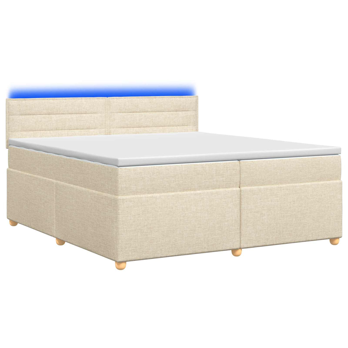 vidaXL Łóżko kontynentalne z materacem kremowy 200 x 200 cm tkanina