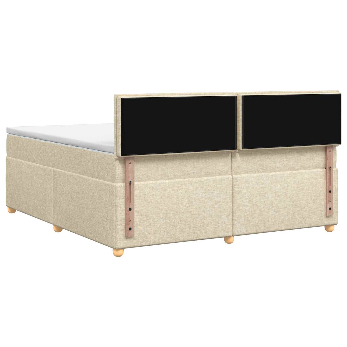 vidaXL Łóżko kontynentalne z materacem kremowy 200 x 200 cm tkanina