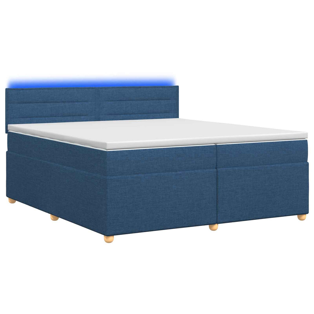 vidaXL Łóżko kontynentalne z materacem niebieski 200 x 200 cm tkanina