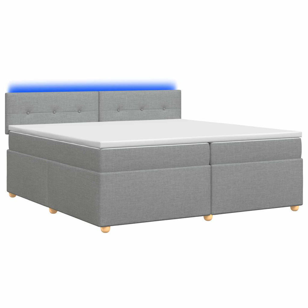 vidaXL Łóżko kontynentalne z materacem jasnoszary 200 x 200 cm tkanina